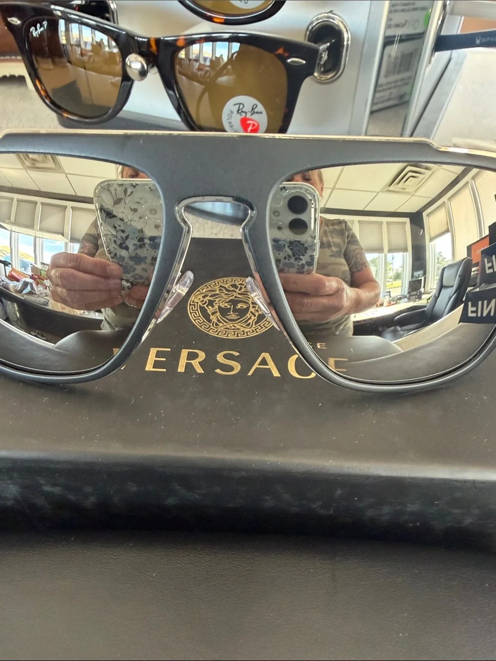Versace Black Silver Shield Sunglasses